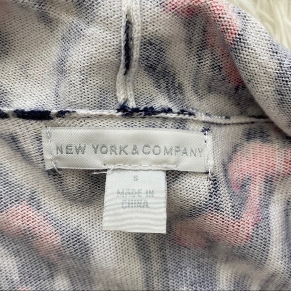 New York and Co Navy and Pink Patterned Cardigan - Picture 2 of 3